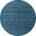 Round Machine Washable Abstract Light Blue Modern Rug, wshabs4545lblu