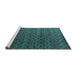 Sideview of Machine Washable Abstract Turquoise Modern Area Rugs, wshabs4545turq