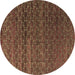 Round Machine Washable Abstract Brown Modern Rug, wshabs4545brn