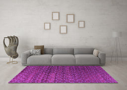 Machine Washable Abstract Pink Modern Rug in a Living Room, wshabs4545pnk