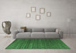 Machine Washable Abstract Emerald Green Modern Area Rugs in a Living Room,, wshabs4545emgrn