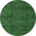 Round Machine Washable Abstract Emerald Green Modern Area Rugs, wshabs4546emgrn