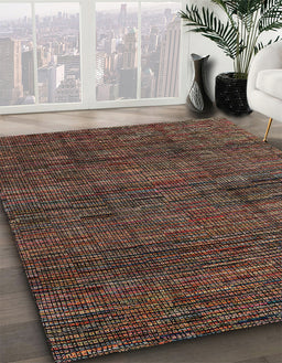 Abstract Red Modern Rug in Family Room, abs4546