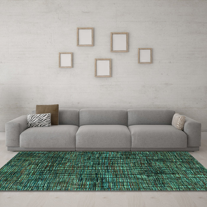 Machine Washable Abstract Turquoise Modern Area Rugs in a Living Room,, wshabs4546turq