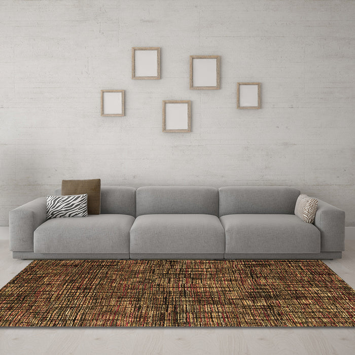 Machine Washable Abstract Brown Modern Rug in a Living Room,, wshabs4546brn