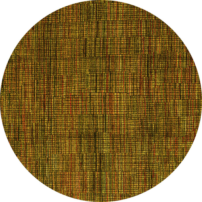 Round Abstract Yellow Modern Rug, abs4546yw