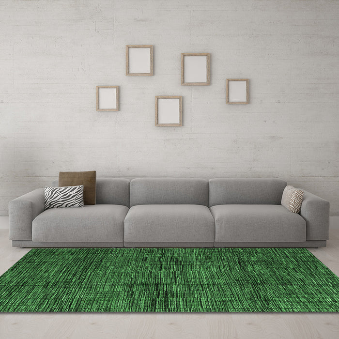 Machine Washable Abstract Emerald Green Modern Area Rugs in a Living Room,, wshabs4546emgrn