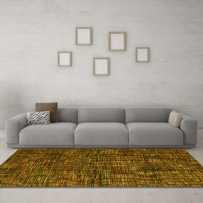 Machine Washable Abstract Yellow Modern Rug in a Living Room, wshabs4546yw