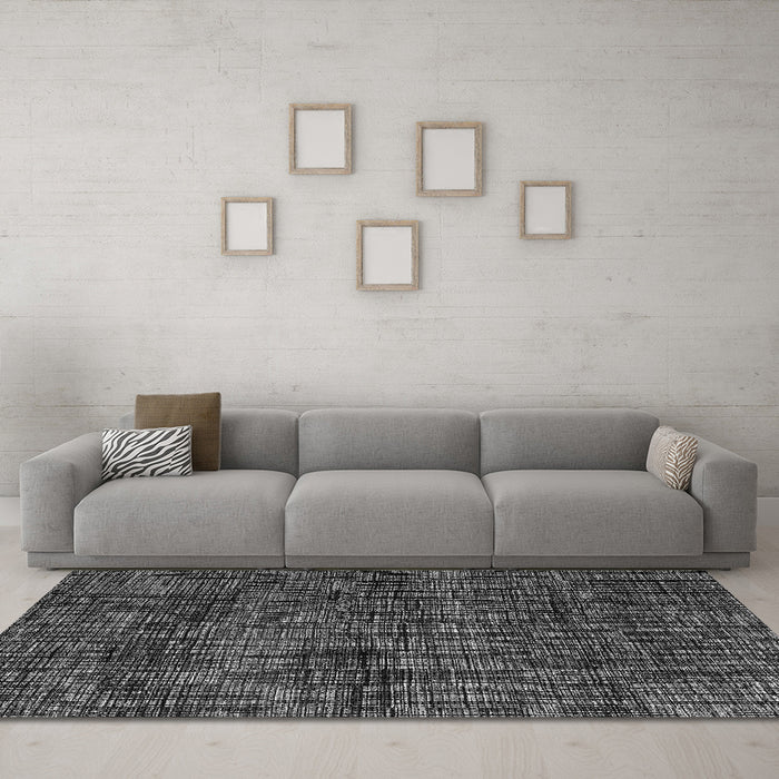 Machine Washable Abstract Gray Modern Rug in a Living Room,, wshabs4546gry