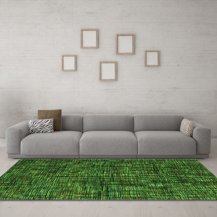 Machine Washable Abstract Green Modern Area Rugs in a Living Room,, wshabs4546grn