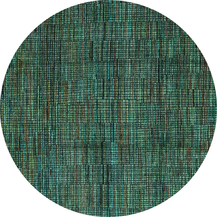 Round Abstract Turquoise Modern Rug, abs4546turq