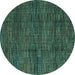 Round Abstract Turquoise Modern Rug, abs4546turq