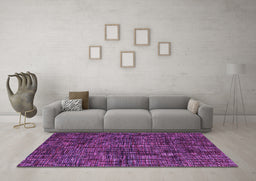Machine Washable Abstract Purple Modern Area Rugs in a Living Room, wshabs4546pur