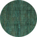 Round Machine Washable Abstract Turquoise Modern Area Rugs, wshabs4546turq