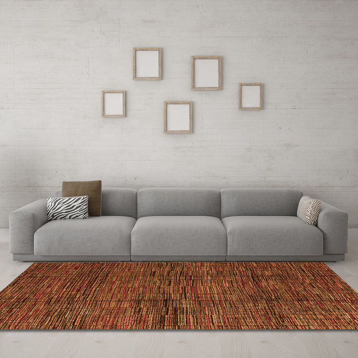 Machine Washable Abstract Orange Modern Area Rugs in a Living Room, wshabs4546org