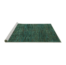 Sideview of Machine Washable Abstract Turquoise Modern Area Rugs, wshabs4546turq