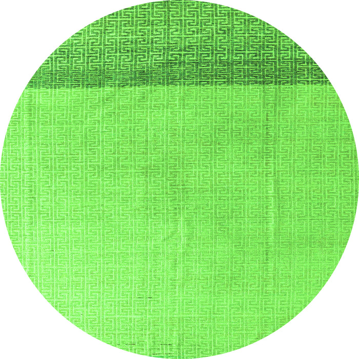Round Machine Washable Solid Green Modern Area Rugs, wshabs4547grn