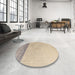 Round Abstract Camel Brown Solid Rug in a Office, abs4547