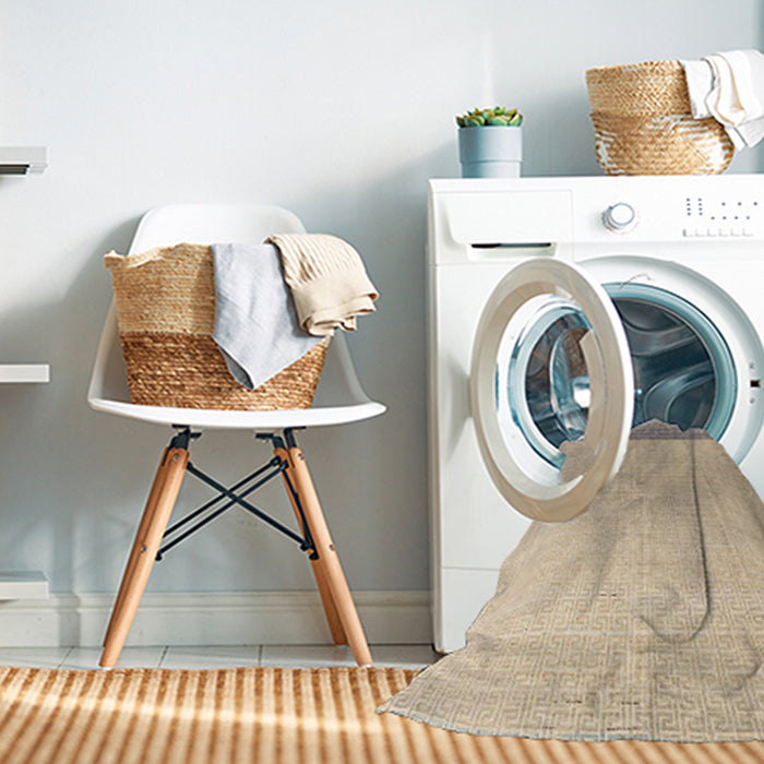 Machine Washable Abstract Camel Brown Rug in a Washing Machine, wshabs4547