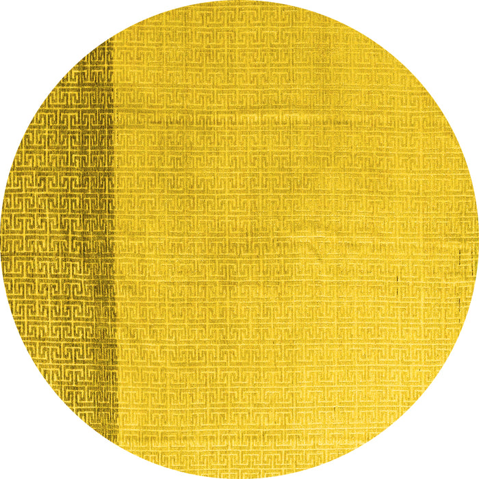 Round Solid Yellow Modern Rug, abs4547yw