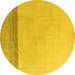 Round Solid Yellow Modern Rug, abs4547yw