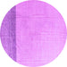 Round Machine Washable Solid Purple Modern Area Rugs, wshabs4547pur