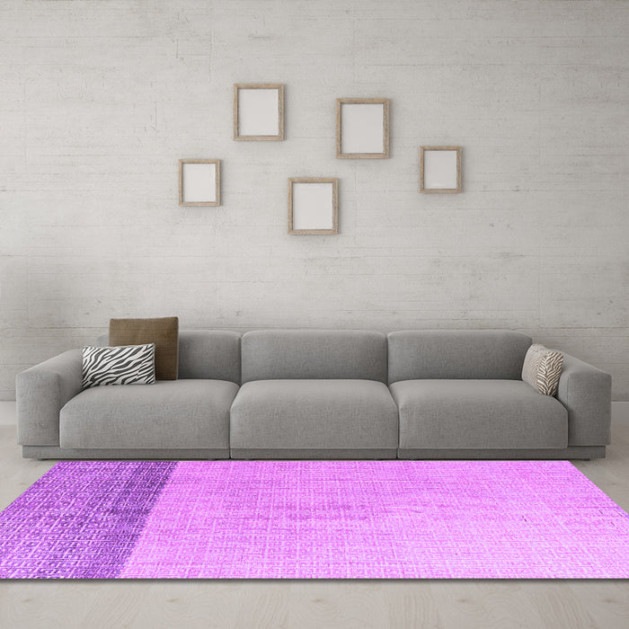 Machine Washable Solid Purple Modern Area Rugs in a Living Room, wshabs4547pur