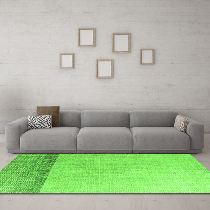 Machine Washable Solid Green Modern Area Rugs in a Living Room,, wshabs4547grn