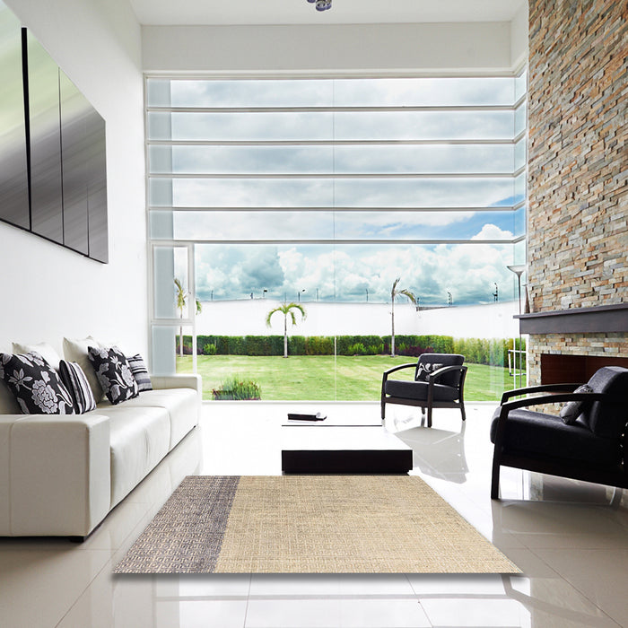 Square Machine Washable Abstract Camel Brown Rug in a Living Room, wshabs4547