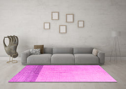 Machine Washable Solid Pink Modern Rug in a Living Room, wshabs4547pnk