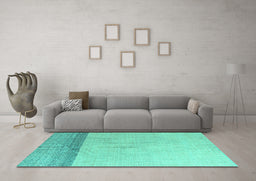 Machine Washable Solid Turquoise Modern Area Rugs in a Living Room,, wshabs4547turq
