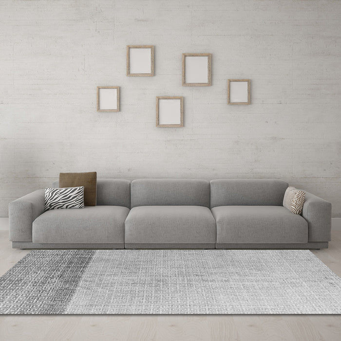 Machine Washable Solid Gray Modern Rug in a Living Room,, wshabs4547gry