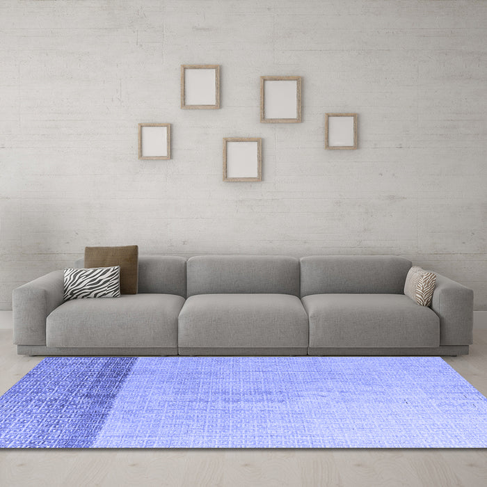 Machine Washable Solid Blue Modern Rug in a Living Room, wshabs4547blu