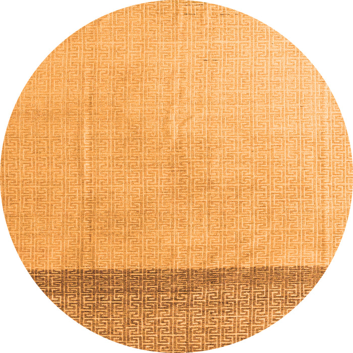 Round Machine Washable Solid Orange Modern Area Rugs, wshabs4547org