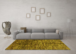 Machine Washable Abstract Yellow Modern Rug in a Living Room, wshabs4548yw
