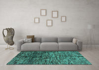 Machine Washable Abstract Turquoise Modern Rug, wshabs4548turq