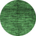 Round Machine Washable Abstract Emerald Green Modern Area Rugs, wshabs4548emgrn