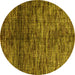 Round Abstract Yellow Modern Rug, abs4548yw