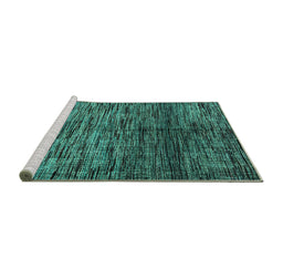 Sideview of Machine Washable Abstract Turquoise Modern Area Rugs, wshabs4548turq