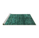 Sideview of Machine Washable Abstract Turquoise Modern Area Rugs, wshabs4548turq