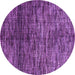 Round Machine Washable Abstract Purple Modern Area Rugs, wshabs4548pur