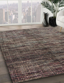 Machine Washable Abstract Midnight Gray Rug in a Family Room, wshabs4548