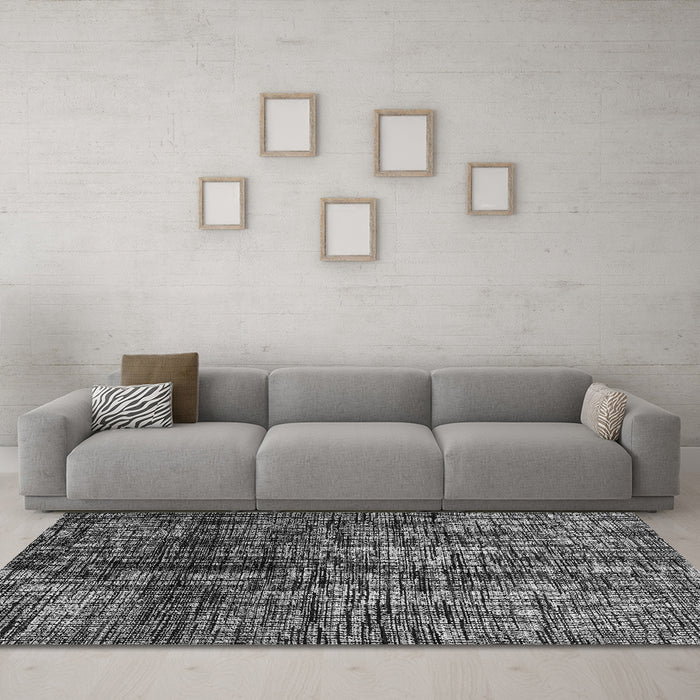 Machine Washable Abstract Gray Modern Rug in a Living Room,, wshabs4548gry