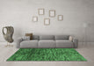 Machine Washable Abstract Emerald Green Modern Area Rugs in a Living Room,, wshabs4548emgrn