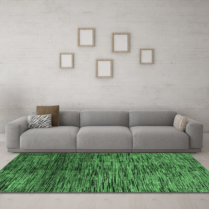 Machine Washable Abstract Emerald Green Modern Area Rugs in a Living Room,, wshabs4548emgrn