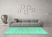 Machine Washable Solid Turquoise Modern Area Rugs in a Living Room,, wshabs4549turq