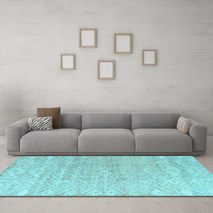 Machine Washable Solid Light Blue Modern Rug in a Living Room, wshabs4549lblu