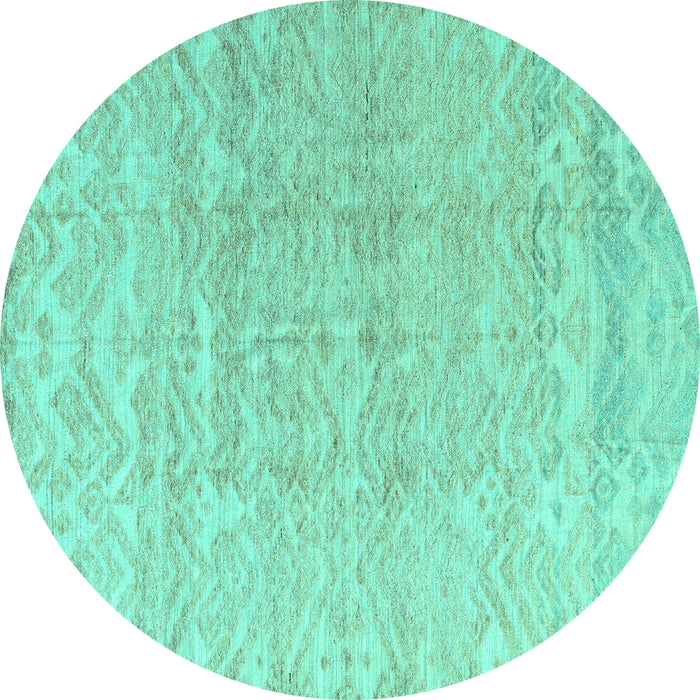 Round Solid Turquoise Modern Rug, abs4549turq