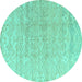 Round Solid Turquoise Modern Rug, abs4549turq