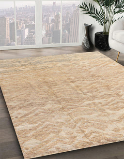 Abstract Pastel Orange Solid Rug in Family Room, abs4549